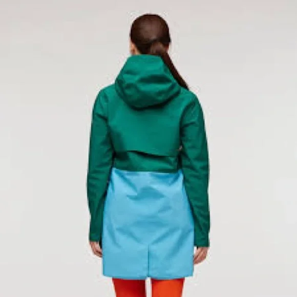 Cotopaxi Women’s Cielo Rain Trench Waterproof Hooded Raincoat Blue Green L - Picture 3 of 12